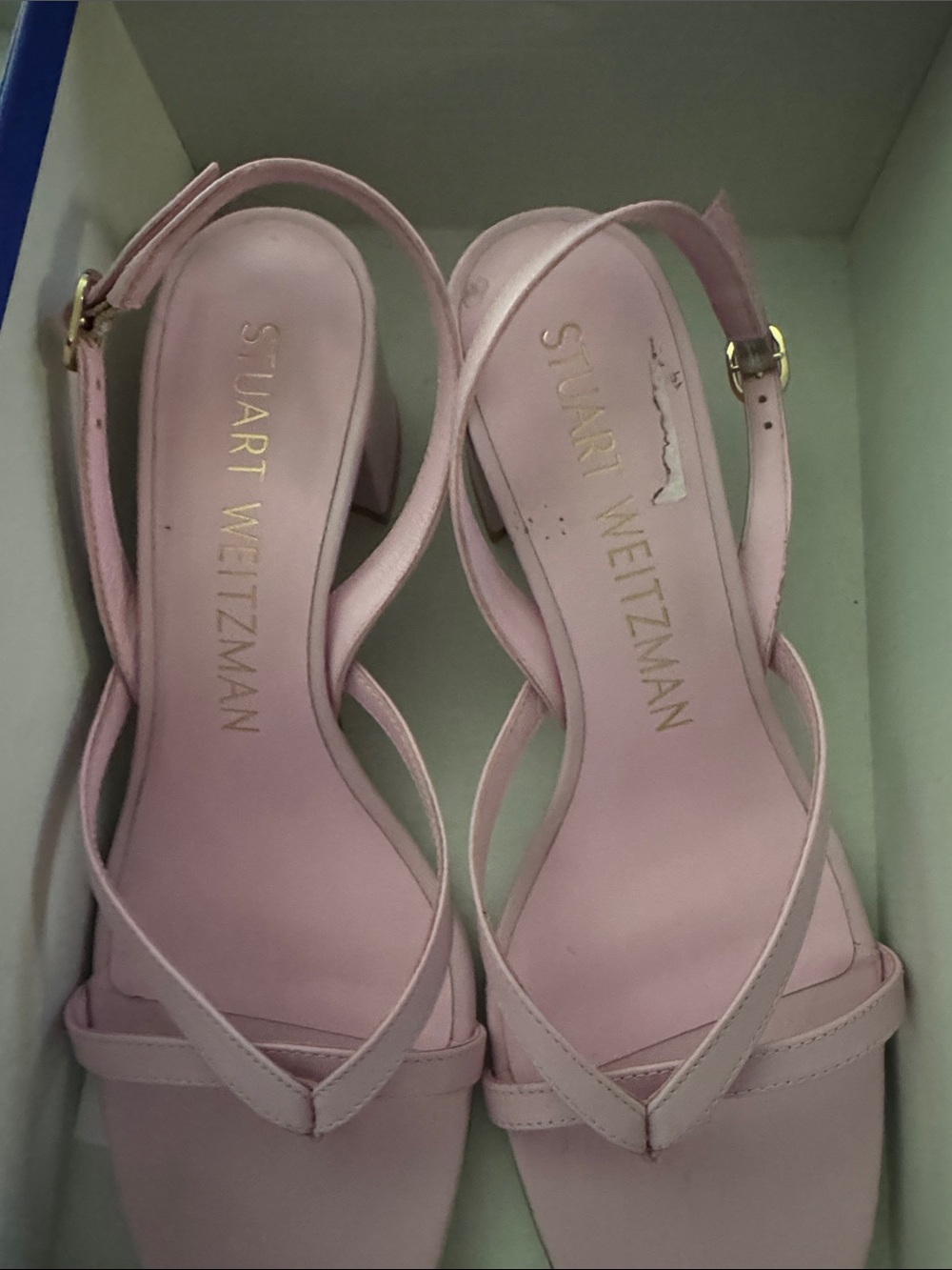 Stuart Weitzman Blush Pink Strappy Slingback Heels